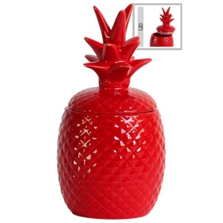 URBAN TRENDS COLLECTION Urban Trends Collection 44207 40 oz Large Ceramic Pineapple Canister; Red 44207